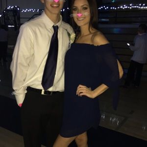 ⭐️S/M Dark blue off the shoulder dress⭐️